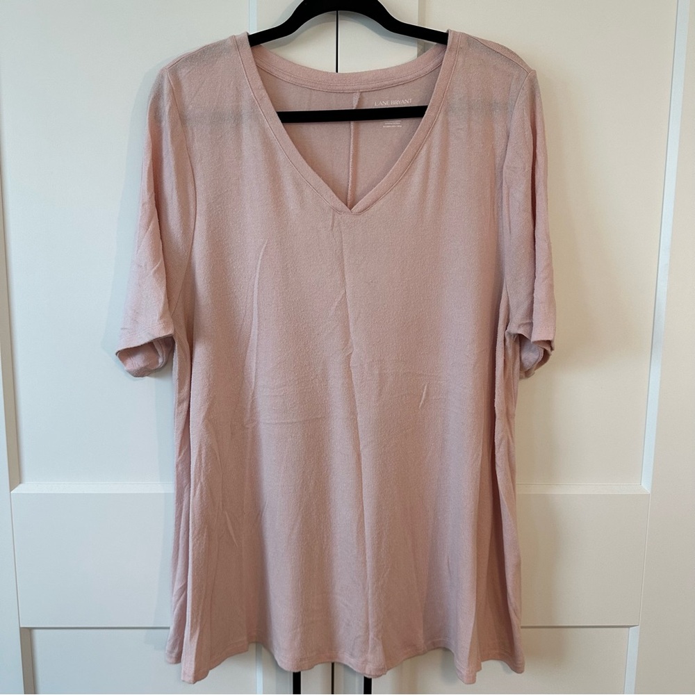 Lane Bryant Soft Pink V-Neck Tee